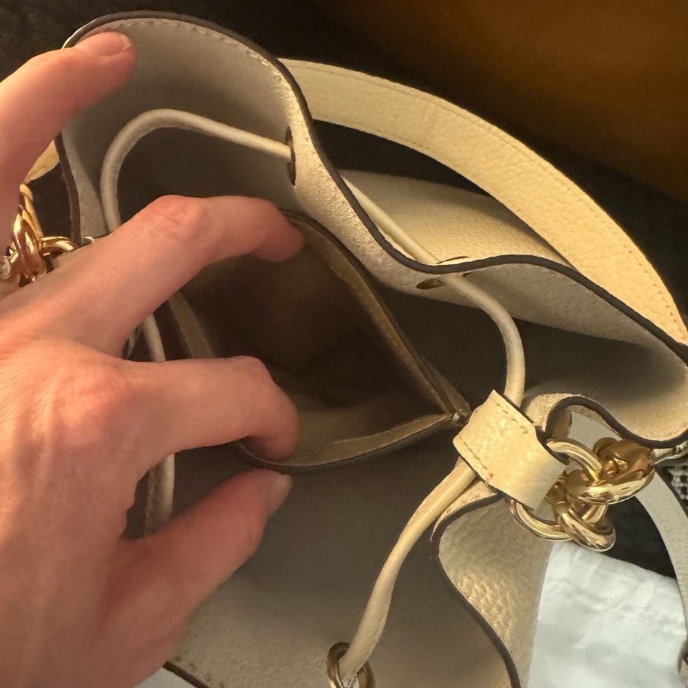 Coach Cream Pebbled Leather Drawstring Crossbody Bag - Picture 8 of 13